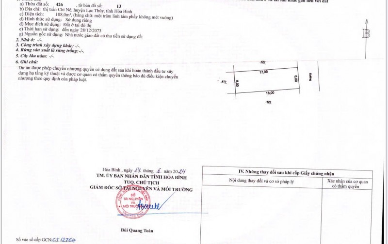 Bán đất nền dự án full thổ cư ngay trung tâm tt Chi Nê giá từ 14tr/m2