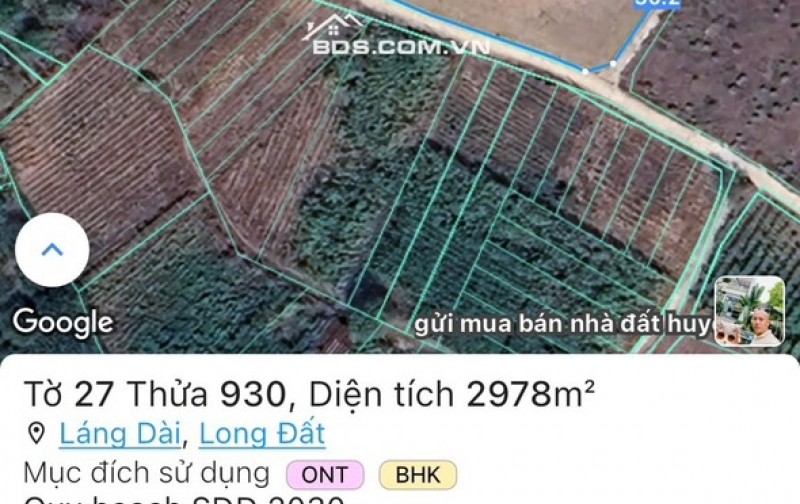 Bán lô đất đẹp 2978m2 (1300m2 thổ) xã Láng dài, Đất đỏ, Bà rịa