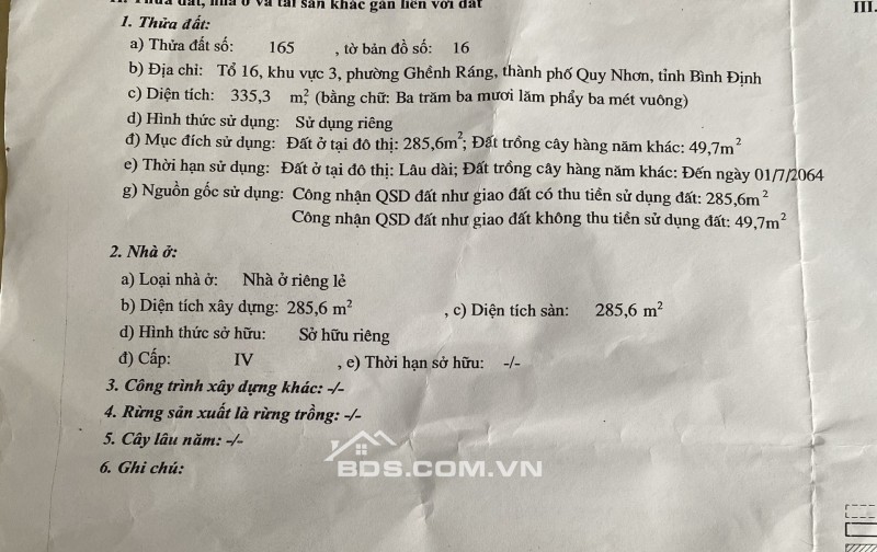 NHÀ MẶT TIỀN 335,3M2 - TRUNG TÂM QUY NHƠN  Pháp lý VỮNG - 21 triệu/ tháng THỤ ĐỘNG - MẶT TIỀN 16.6m
