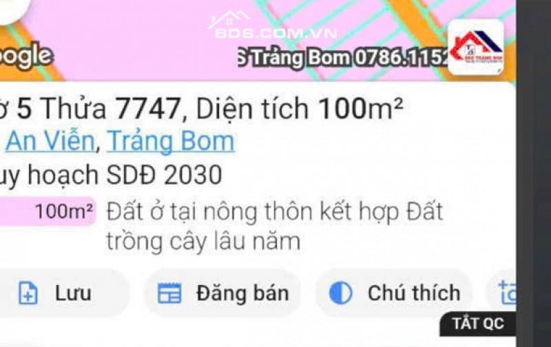 Bán đất An Viễn, giáp Tam Phước, giá 1.05 tỷ