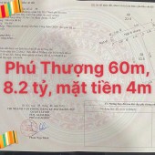 Bán đất Diện tích 60m, mặt tiền 4m, tại Phú Thượng, Tây Hồ, Hà Nội