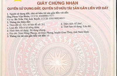 Bán nhanh lô đất sat mặt biển giá F0 tại Quất Lâm Nam Định