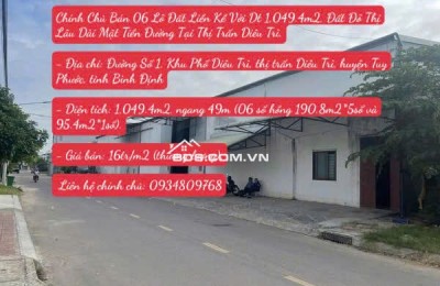 Chính Chủ Bán 06 Lô Đất Liền Kề Dt 1,049.4m2, Đất Đô Thị Lâu Dài Mặt Tiền Đường Tại T.T Diêu Trì