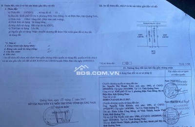 Chính Chủ Bán 100m2 Đất Full Thổ Cư Tại Phường Điện Nam Đông,Thị Xã Điện Bàn, Quảng Nam