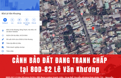 CẢNH BÁO KHÔNG MUA BÁN ĐẤT 397 80d 82 Lê Văn Khương,Đông Thạnh,Hóc Môn, TP HCM
