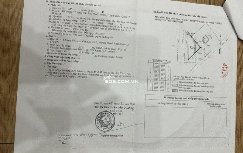 Bán kho, nhà xưởng tại mặt tiền đường Tô Ngọc Vân, 1500m2, Q12, HCM - giá cực chất