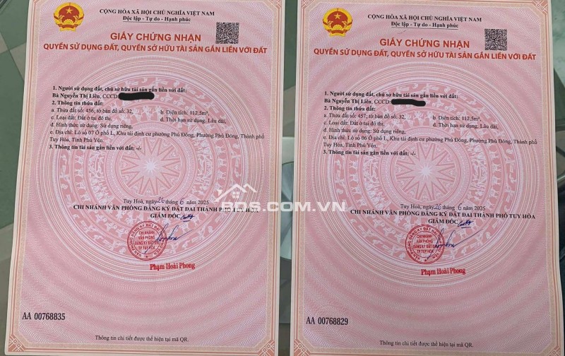 CHÍNH CHỦ CẦN BÁN GẤP LÔ ĐẤT ĐÔI SIÊU ĐẸP - MẶT TIỀN ĐƯỜNG TRẦN TOẠI, PHÚ YÊN