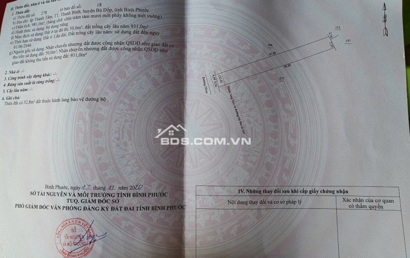 Chính Chủ Bán 1000m2 Đất Mặt Tiền Đường Nhựa Thị Trấn Thanh Bình, Huyện Bù Đốp, Bình Phước.