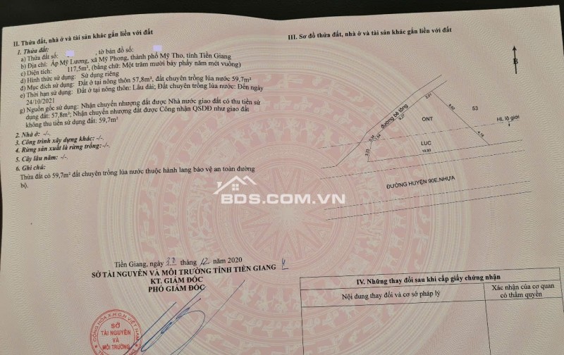LÔ ĐẤT GÓC - VI TRÍ ĐẮC ĐỊA. Rộng 275m2 MẶT TIỀN 90E Mỹ Lương, Mỹ Phong.