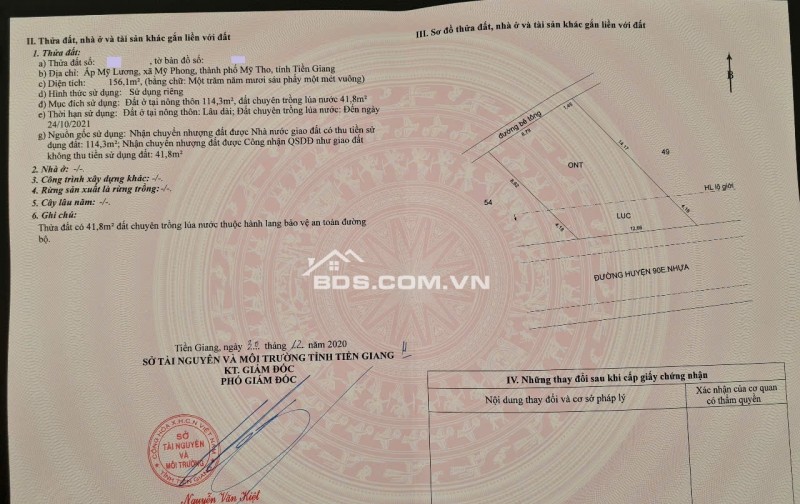 LÔ ĐẤT GÓC - VI TRÍ ĐẮC ĐỊA. Rộng 275m2 MẶT TIỀN 90E Mỹ Lương, Mỹ Phong.
