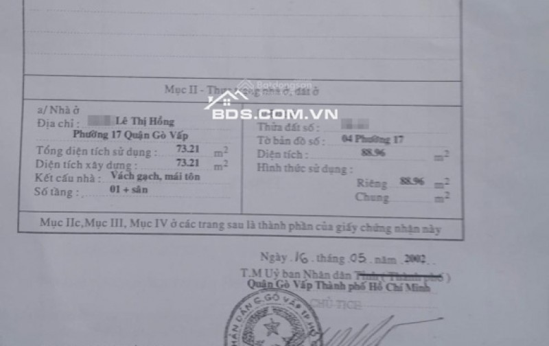 Bán nhà hẻm xe tải Lê Thị Hồng, Quận Gò Vấp. DT 5.2x21m2, CN 89m2. Giá 12 tỷ
