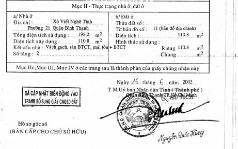 Nhà cũ HXH 294 Xô Viết Nghệ Tĩnh, Phường 21 Bình thạnh. Diện tích 4,6x25m công nhận 110m2 giá 21 tỷ