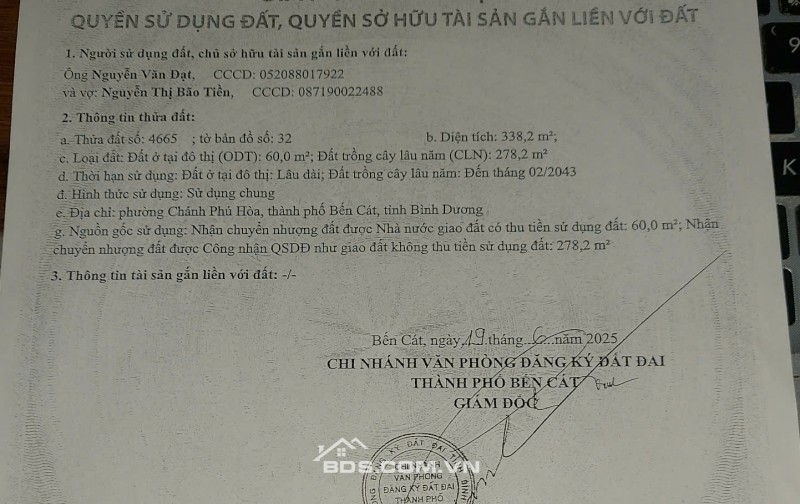 Đất sổ sẵn Chánh Phú Hoà, liền kề KCN VSIP 2 - đường nhựa lớn - Sổ sẵn, ký công chứng ngay