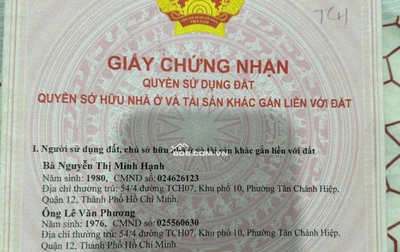 BÁN NHÀ TÂN CHÁNH HIỆP 7 Q12 – HẺM XE TẢI – SỔ NỞ HẬU – GIÁ CHỈ 4.2 TỶ Lh:0906962597.