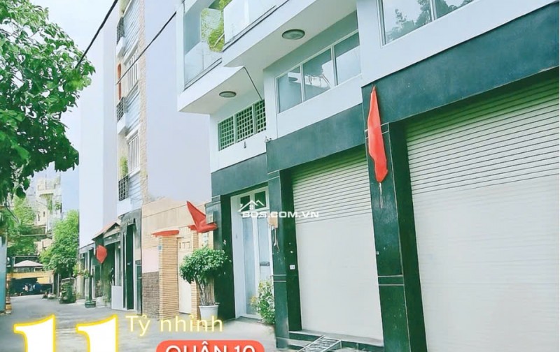 BÁN NHÀ Q10- HẺM 6M THÔNG CMT8- NGANG HƠN 5M- CĂN GÓC 3 TẦNG 3 PHÒNG NGỦ NỘI THẤT SỊN: 11 TỶ NHỈNH