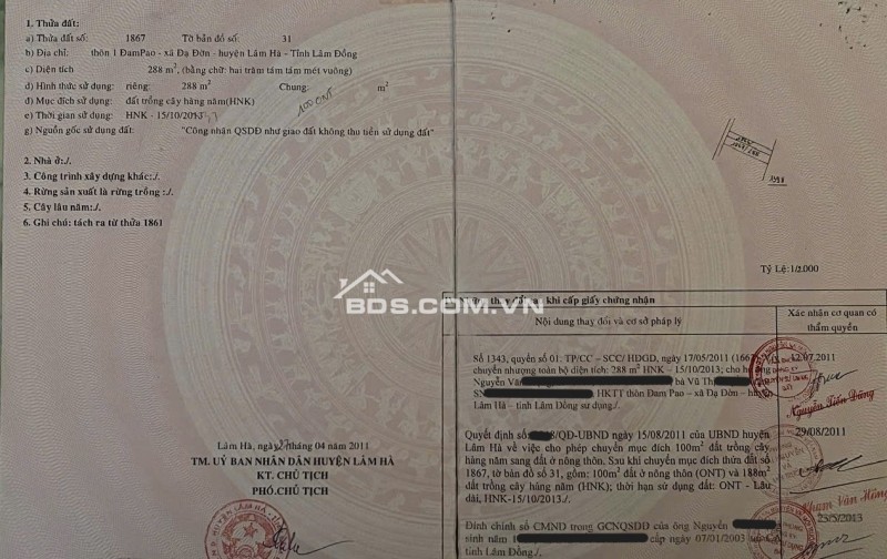 Bán Đất thôn 1 ĐamPao - Xã Đạ Đờn -  Lâm Hà -  Lâm Đồng