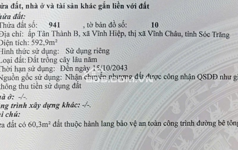 Bán đất mặt tiền đường DAL 2.5M - Bên hông bờ Kênh