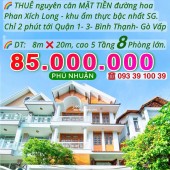 Thuê nguyên căn MẶT TIỀN đường hoa Phan Xích Long- 160m2- 5 tầng 8 Phòng: 85 Triệu. LH: 0933910039