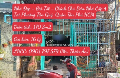 Nhà Đẹp - Giá Tốt - Chính Chủ Bán Nhà Cấp 4 Tại Phường Tân Quý, Quận Tân Phú, Hồ Chí Minh