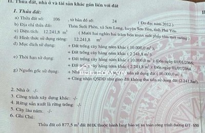  CHÍNH CHỦ CẦN BÁN THỬA ĐẤT PHÚ YÊN, VỊ TRI ĐẸP< GIÁ TỐT