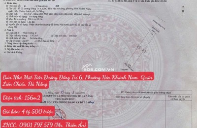 Bán Nhà Mặt Tiền Đường Đồng Trí 6, Phường Hòa Khánh Nam, Quận Liên Chiểu, Đà Nẵng