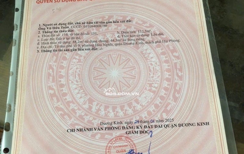  CƠ HỘI VÀNG: ĐẤT SỔ ĐỎ HÒA NGHĨA – GIÁ 6XX TRIỆU – GẦN ĐƯỜNG 4 LÀN