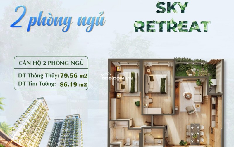 Căn hộ 2PN Sky Retreat Eco Retreat giá gốc CĐT 3,9 tỷ (gồm VAT+KPBT), view biệt thự đảo