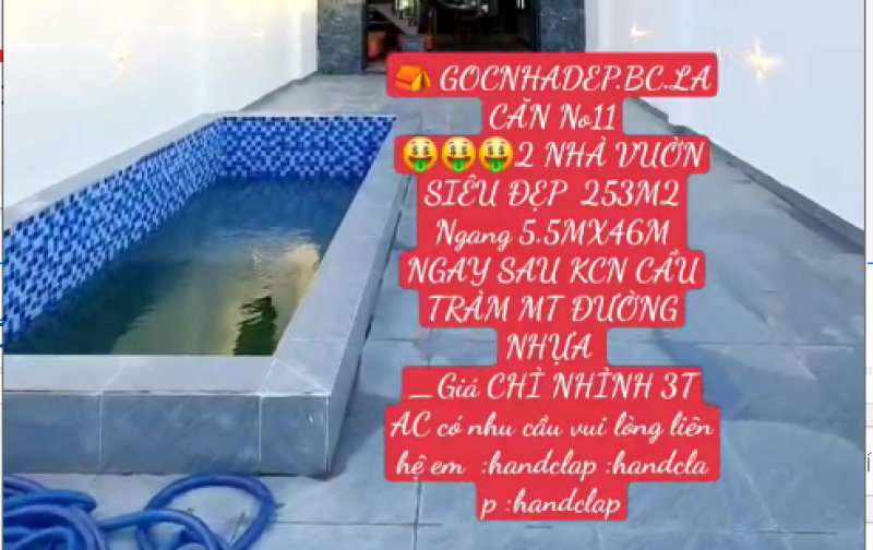  GOCNHADEP.BC.LA CĂN No11 2 NHÀ VUỜN SIÊU ĐẸP  253M2 Ngang 5.5MX46M NGAY SAU KCN CẦU TRÀM MT ĐƯỜNG NHỰA