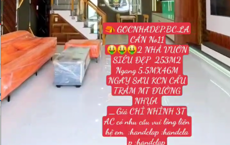  GOCNHADEP.BC.LA CĂN No11 2 NHÀ VUỜN SIÊU ĐẸP  253M2 Ngang 5.5MX46M NGAY SAU KCN CẦU TRÀM MT ĐƯỜNG NHỰA