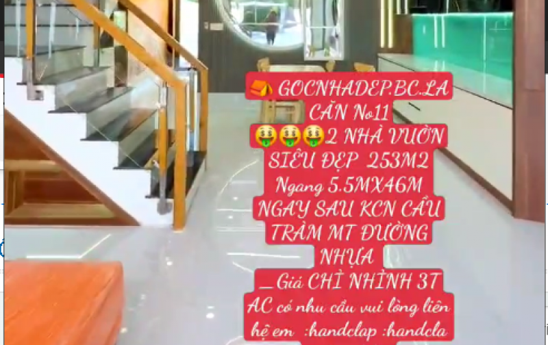  GOCNHADEP.BC.LA CĂN No11 2 NHÀ VUỜN SIÊU ĐẸP  253M2 Ngang 5.5MX46M NGAY SAU KCN CẦU TRÀM MT ĐƯỜNG NHỰA
