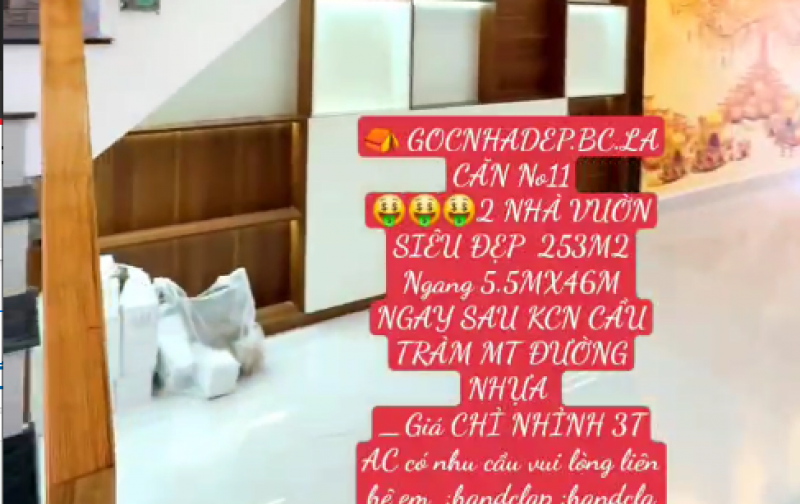  GOCNHADEP.BC.LA CĂN No11 2 NHÀ VUỜN SIÊU ĐẸP  253M2 Ngang 5.5MX46M NGAY SAU KCN CẦU TRÀM MT ĐƯỜNG NHỰA
