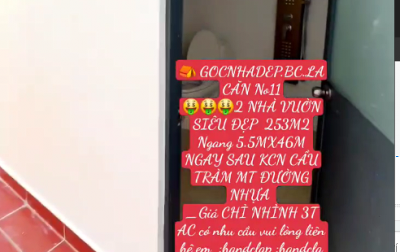  GOCNHADEP.BC.LA CĂN No11 2 NHÀ VUỜN SIÊU ĐẸP  253M2 Ngang 5.5MX46M NGAY SAU KCN CẦU TRÀM MT ĐƯỜNG NHỰA