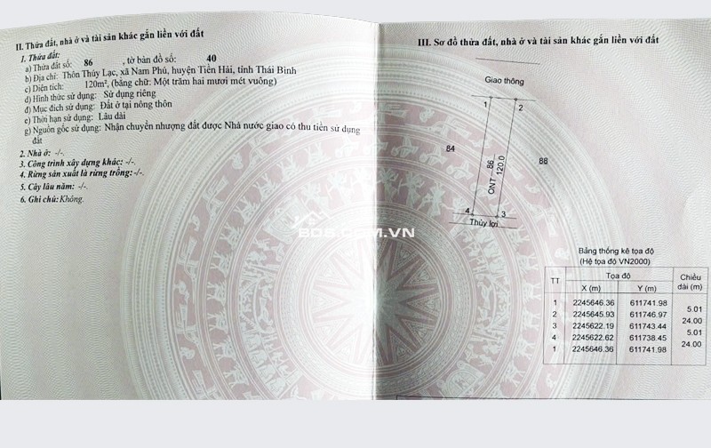 Bán đất tái định cư sổ đỏ chính chủ tại NAM PHÚ – TIỀN HẢI – THÁI BÌNH