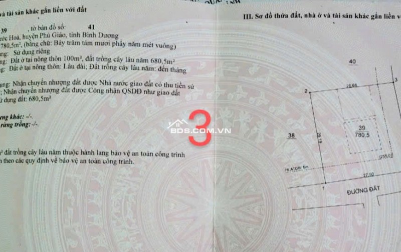 Cần bán 4 lô đất Phú Giáo Bình Dương cũ