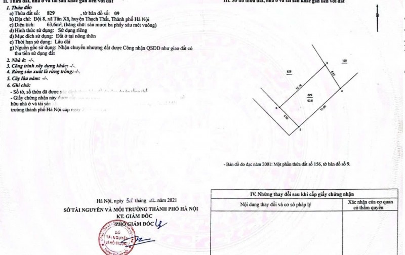 63,6m2 thôn Kim Bông - Hạ Bằng (Tân Xã - Thạch Thất cũ). Chỉ nhỉnh 2 tỷ. LH 0946377868 Hoàng Thương land