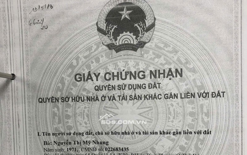 BÁN NHÀ MẶT TIỀN QL1A, HIỆP BÌNH PHƯỚC, DT 100,6M2, SHR, CHỈ 4.9 TỶ. LH:0765659378.