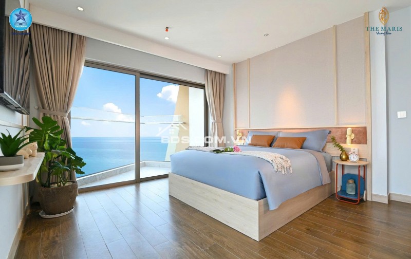Căn hộ biển Polaris 45m² All-in-One tại The Maris Vũng Tàu, full NT 5*, có bãi biển riêng.