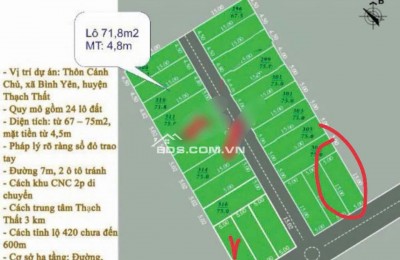 75m2 trục chính Cánh Chủ - Hạ Bằng (Bình Yên - Thạch Thất cũ), chỉ nhỉnh 2 tỷ, lh 0946377868 Hoàng Thương land