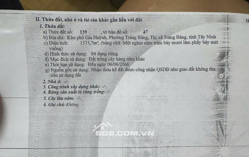 Chính Chủ Bán 1575,7m2 Đất Vườn Tại Phường Trảng Bàng, Thị Xã Trảng Bàng, Tây Ninh.