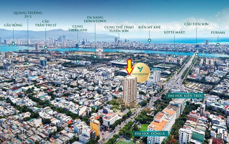 Bán gấp căn 2PN Vista Residence, trung tâm thành phố Đà Nẵng, full nội thất