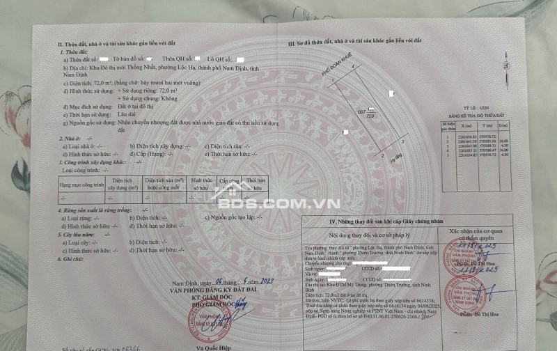 BÁN ĐẤT ĐÔ THỊ THỐNG NHẤT - ĐƯỜNG ĐOÀN KHUÊ 72M2 GIÁ 4.4 TỶ