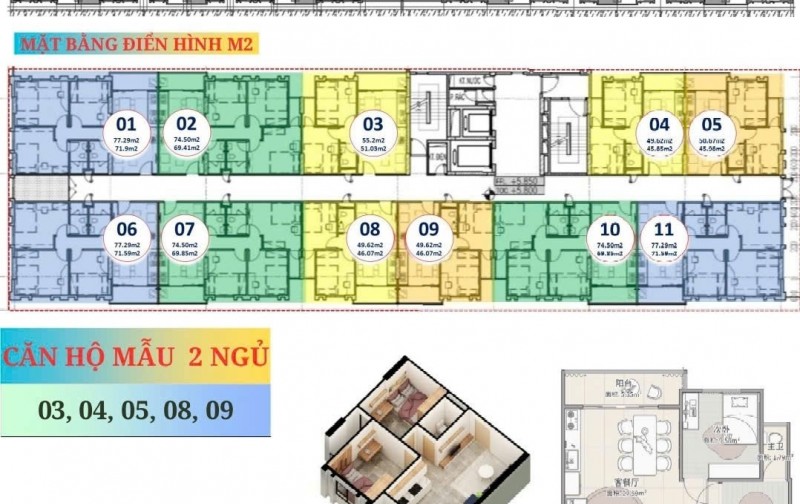 Cát Tường bán căn hộ 2 ngủ toà M2. 708 vào tên trực tiếp hồ sơ và Nhận nhà ngay