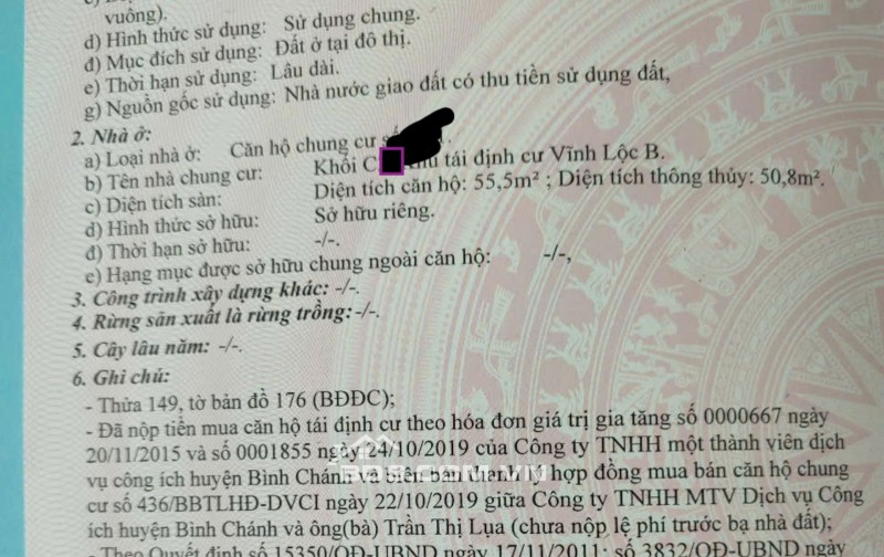 Bán căn hộ chung cư Lô C, 55.5 m2, căn góc 1 PN ở KDC Vĩnh Lộc B