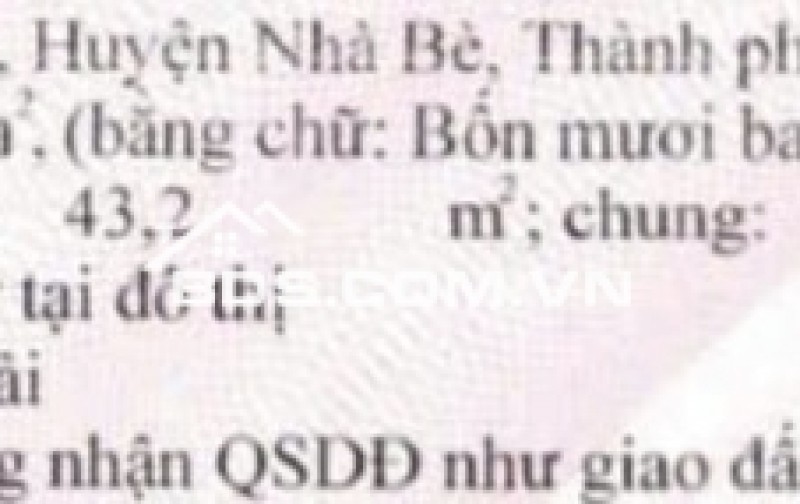 Bán Đất Thổ Cư Hẻm Huỳnh Tấn Phát, Nhà Bè: 45m2, Sổ Hồng, Giá Chỉ 2.7 Tỷ!