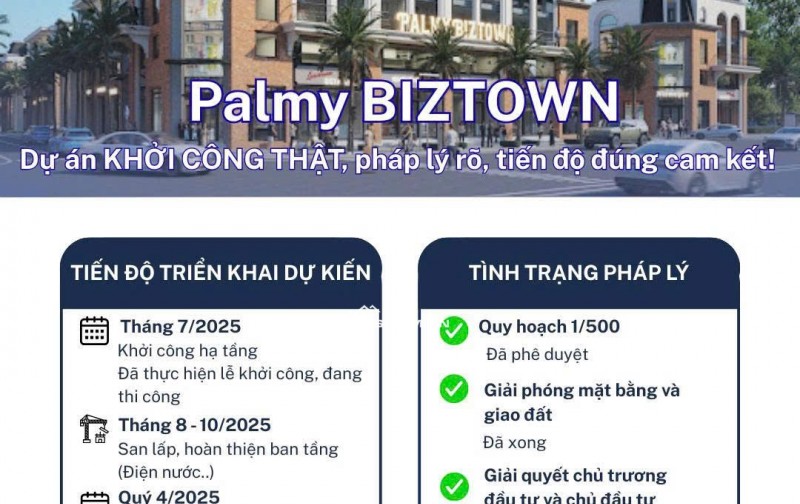 Palmy Biztown Thanh Trì- Liền kề mặt tiền đường HN giá chỉ từ 7 tỷ/ lô. Diện tích từ 75,5m2