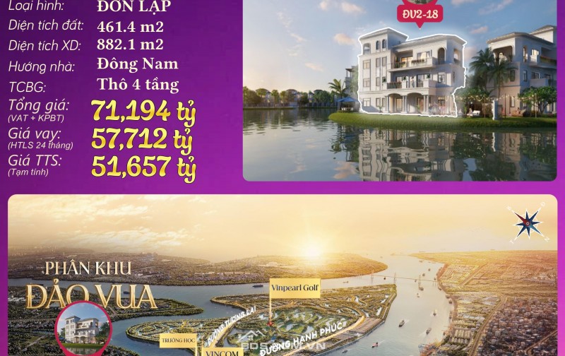 Biệt thự đơn lập ĐV2-18 – Đảo Vua, Vinhomes Royal Island (Vũ Yên, Hải Phòng)