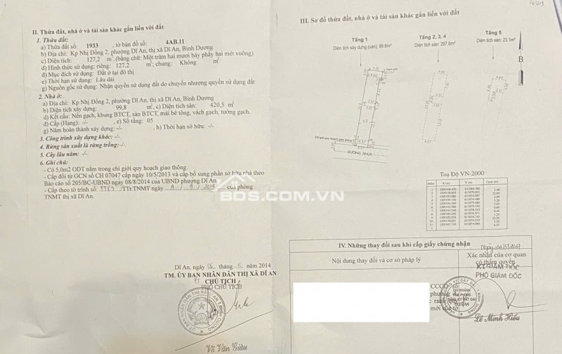 CHÍNH CHỦ BÁN KHÁCH SẠN 5 TẦNG – TRUNG TÂM HÀNH CHÍNH DĨ AN