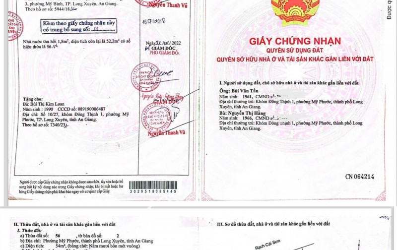 Bán 54m2 Đất Nền Tặng Nhà Tại Phường Mỹ Phước, Thành Phố Long Xuyên, Tỉnh An Giang