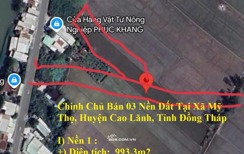 Chính Chủ Bán 03 Nền Đất Tại Xã Mỹ Thọ, Huyện Cao Lãnh, Tỉnh Đồng Tháp