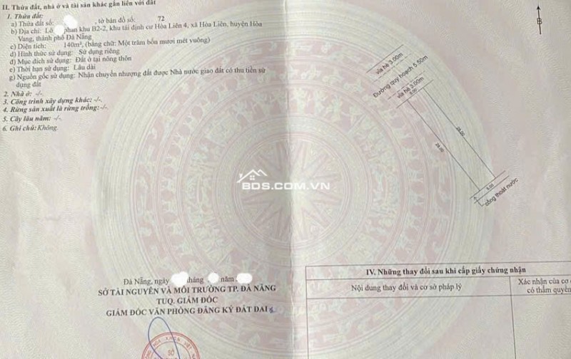 Bán đất Hòa Liên 4 - DT 140m2 - Gía đầu tư -Thông trục chính